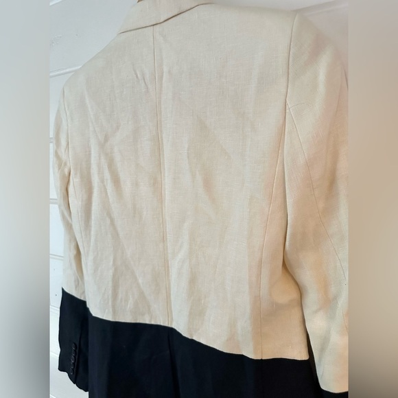 MICHAEL Michael Kors 100% Linen Cream + Black Classy Sophisticated Blazer Sz 2 - Picture 9 of 12
